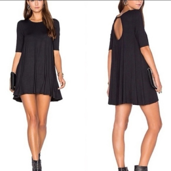 We the Free Jaqueline Black Tunic Mini Dress Women’s Size Small Exposed Back - Picture 1 of 7